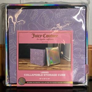 Juicy Couture Lidded Collapsible Storage Cube Iridescent Lid + Purple Crown Logo